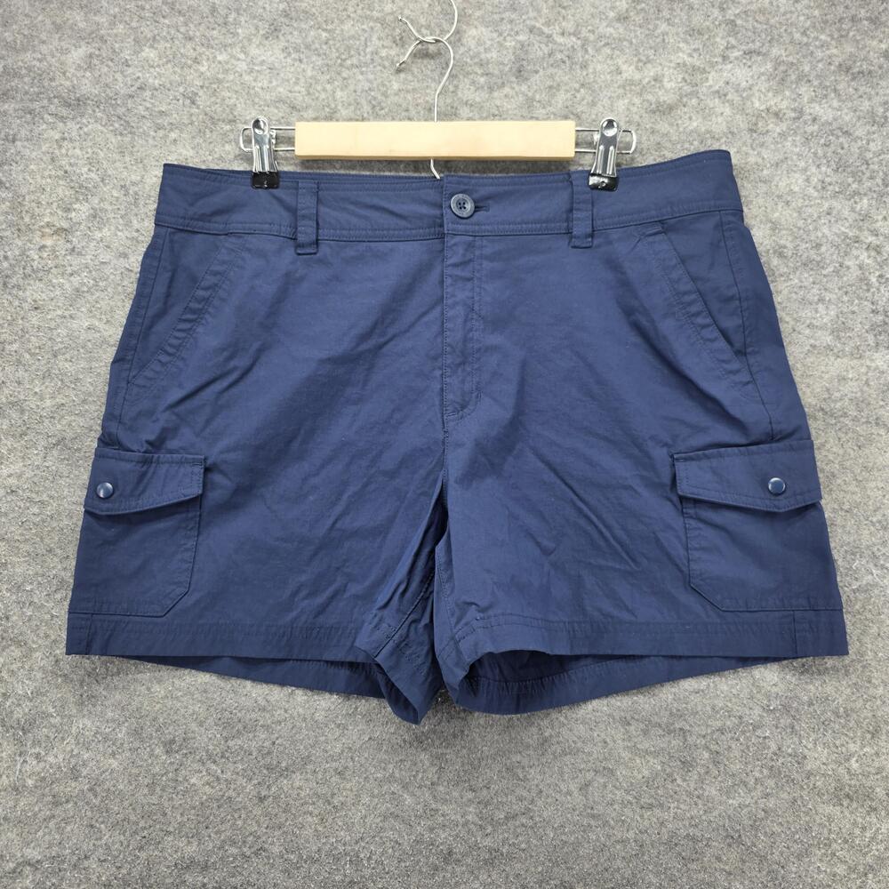 Eddie Bauer Shorts Womens 16 Blue Cargo Nylon Spandex Stretch Hiking Outdoor